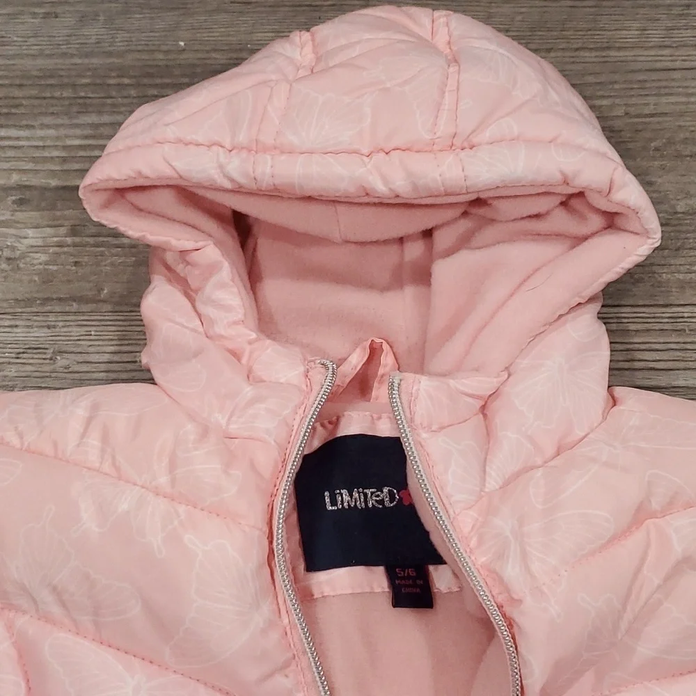 Limited Too Lilac & Pink Ombré Butterfly Puffer Coat Size 5/6